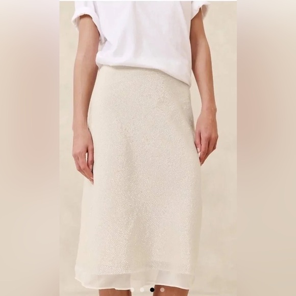 SET BR BIANCA SHIMMERY SLIP SKIRT & CREW NECK SLEEVELESS TANK SET XS XXS CREAM - Picture 5 of 16